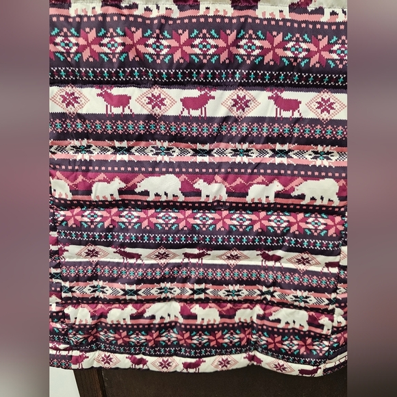 Lands' End Down Puffer Vest Womens 2X Fair Isle Bear Moose Multicolor CJ-1821 - Picture 8 of 9